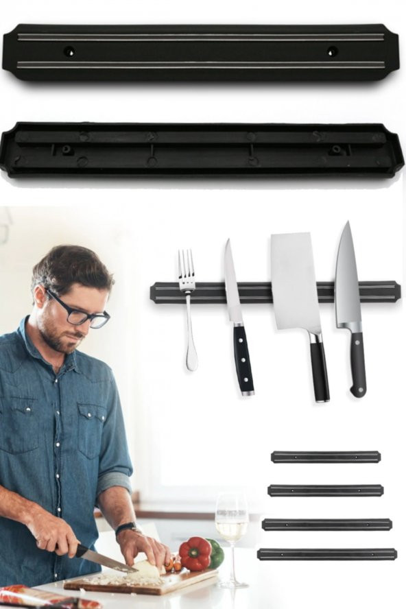 Mutfak Tezgah Duvar Için Uygun Ev Ve Işletmeler Için 55 Cm Bıçak Askısı Mıknatıslı Şeflere Özel Pro - 6