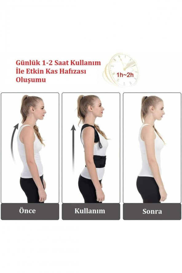 Posturex Korse Sırt Eğriliği Için Bel Ve Omuz Destekli Manyetik Siyah Kadınkorse - 4