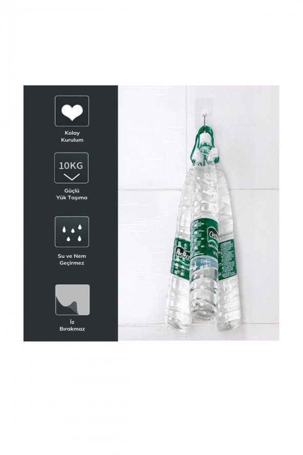 Ultra Güçlü Yapışkanlı Suya Dayanıklı Şeffaf 5li Askı - Resim 3