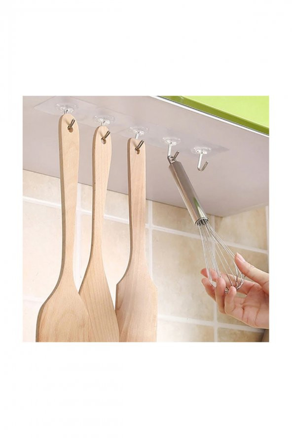 Ultra Güçlü Yapışkanlı Suya Dayanıklı Şeffaf 5li Askı - Resim 6