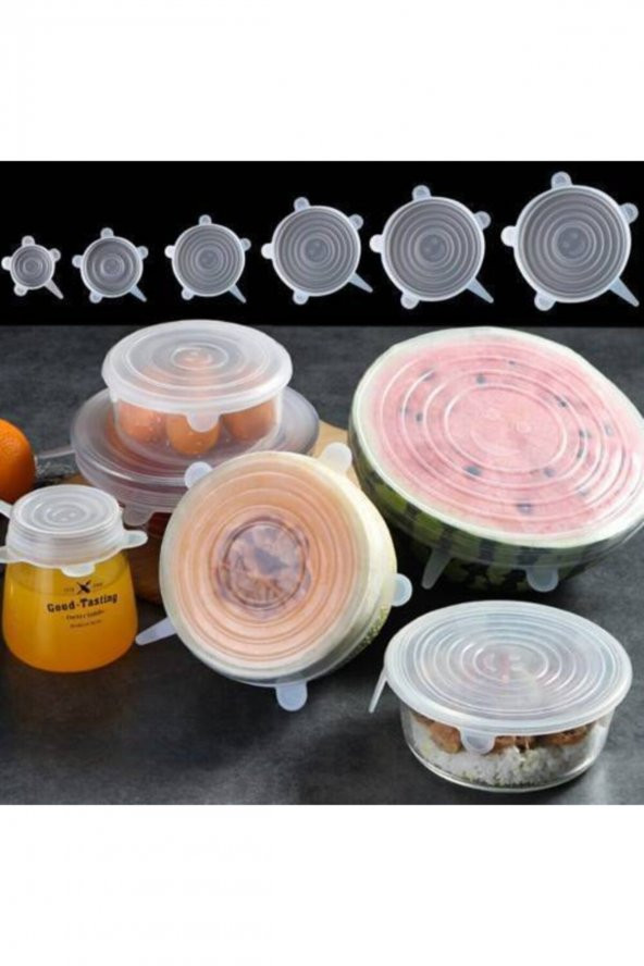 6 Boy Gıda Koruyucu Silikon Streç Kapak Bone Strech Saklama Kabı Kapağı - 2