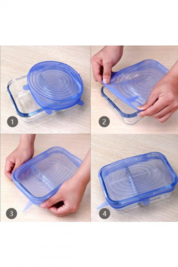 Tazeliği Koruyan Saklama Kabı Kapağı 6lı Silikon Streç Kapak Yakut - 4