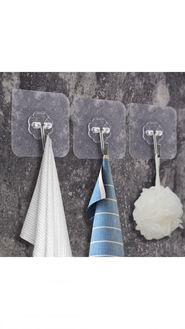 Ultra Güçlü Yapışkanlı Suya Dayanıklı Şeffaf 5li Askı ürün görseli