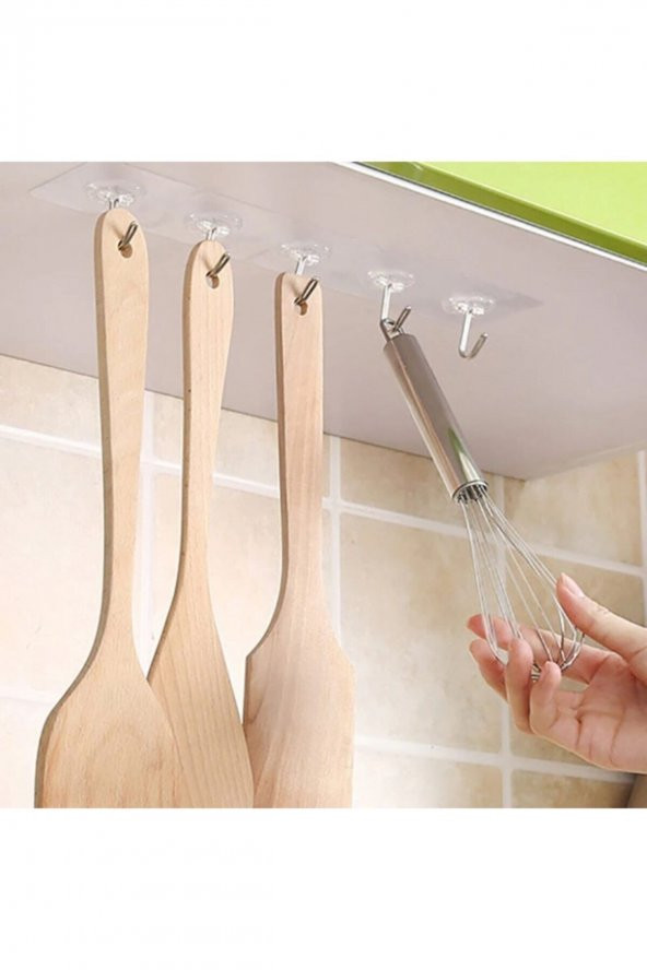 Süper Güçlü Yapışkanlı Suya Dayanıklı Şeffaf Askı 5li Set Yeniden Kullanılabilir Kancalar - 2