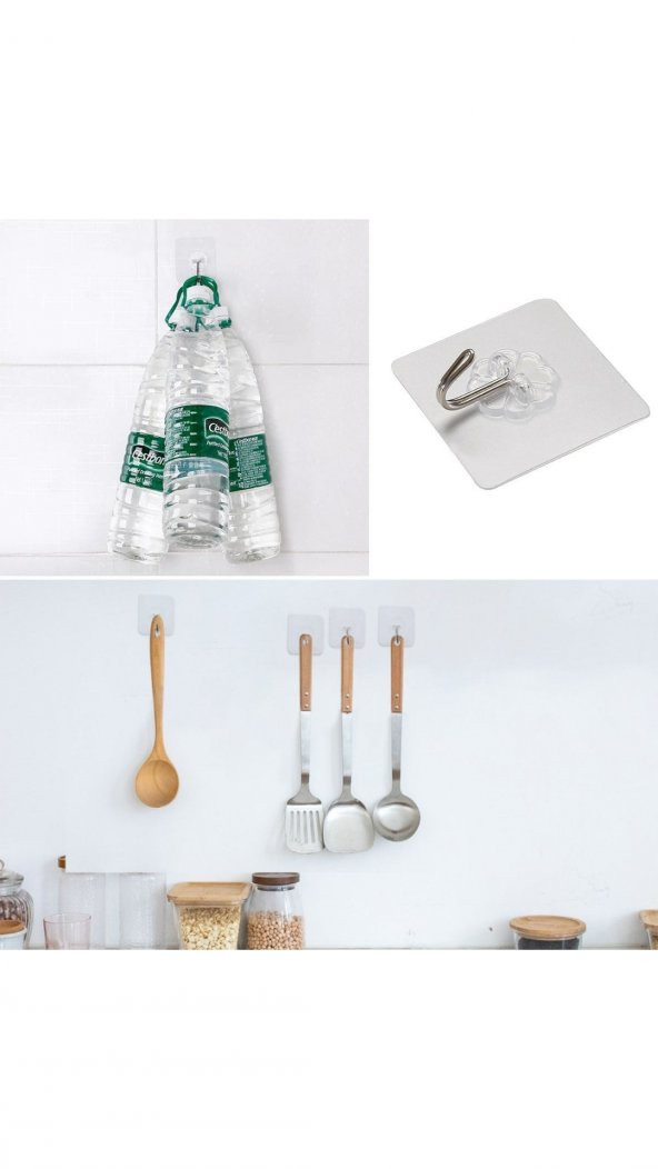 Ultra Güçlü Yapışkanlı Suya Dayanıklı Şeffaf 5li Askı - Resim 7