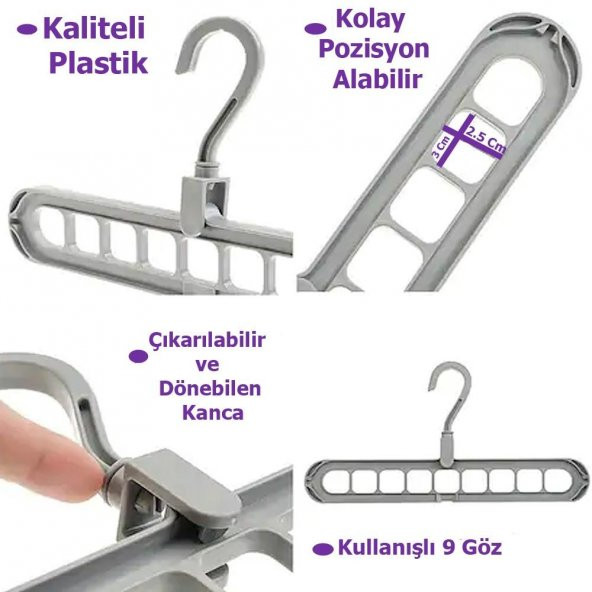 Sihirli Askı Dolap İçi Düzenleyici Askı Sihirbazı, Dolap Askı Düzenleyici - 4