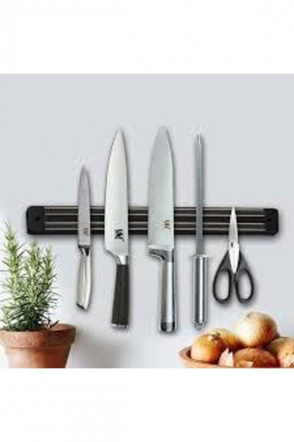 Mıknatıslı Mutfak Bıçak Tutucu Tutacağı Siyah Renk 33Cm - Resim 2