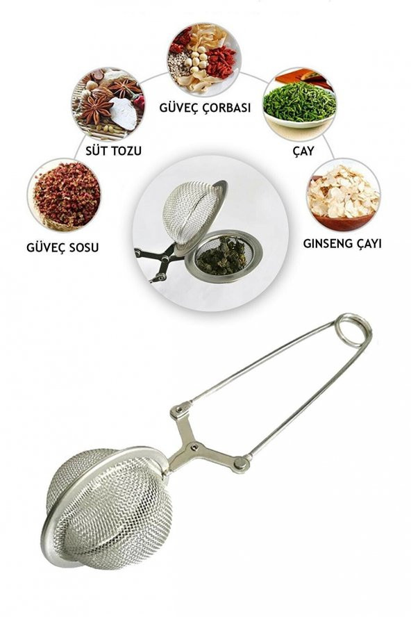 Paslanmaz Çelik Bitki Çayı Demleme, Maşa Çay Süzgeci - 2