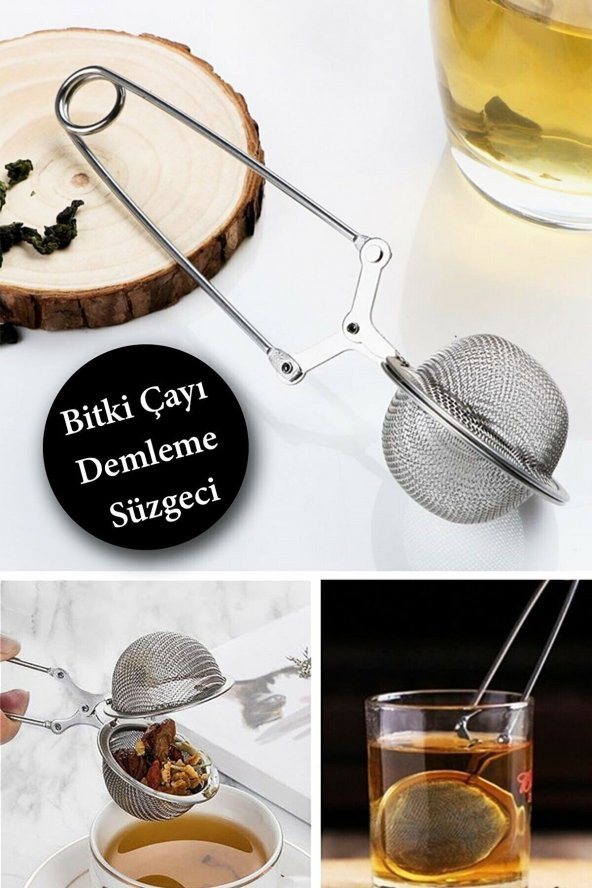 Paslanmaz Çelik Bitki Çayı Demleme, Maşa Çay Süzgeci - 3