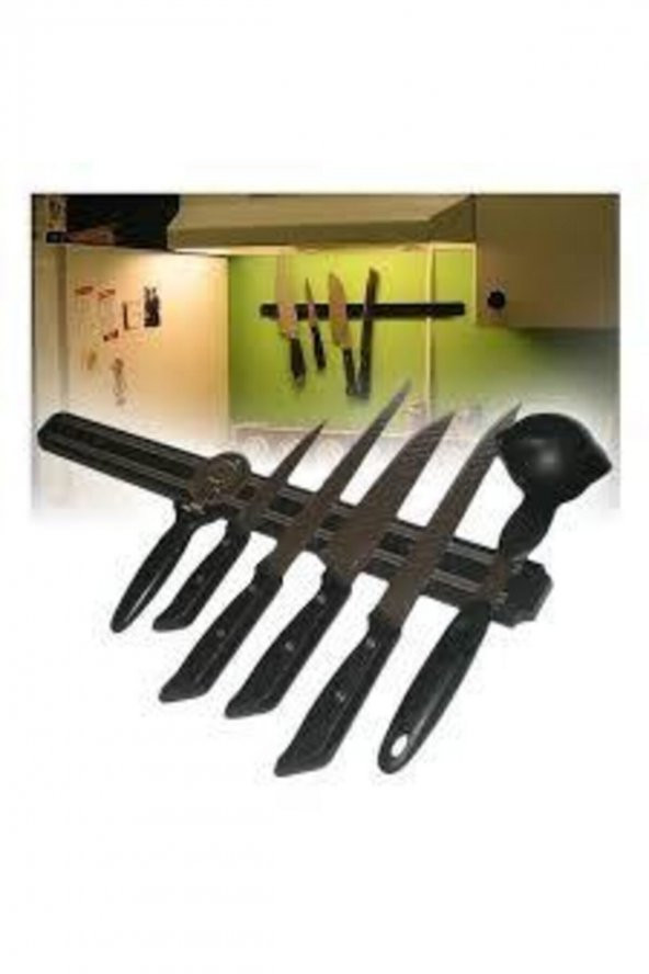 Mıknatıslı Mutfak Bıçak Tutucu Tutacağı Siyah Renk 33Cm - Resim 4