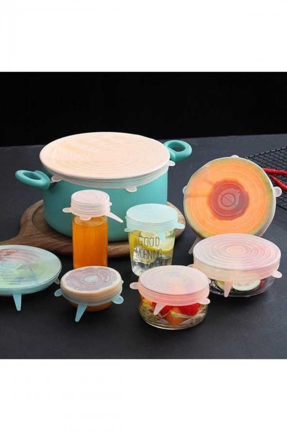 Tazeliği Koruyan Silikon Strech Kapak  6lı