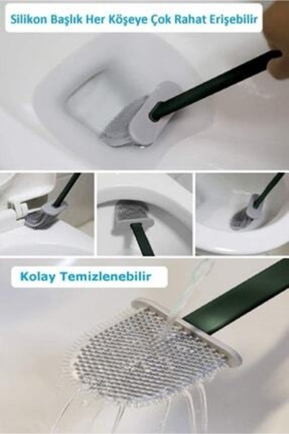 Silikon Banyo Tuvalet Klozet Fırçası Ve Tutucu Set - 2