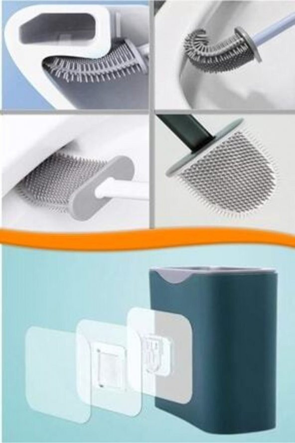 Silikon Banyo Tuvalet Klozet Fırçası Ve Tutucu Set - 4
