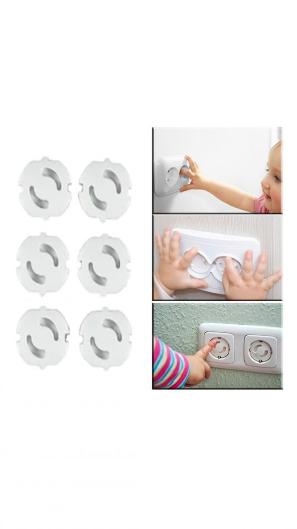 6x Çocuk - Bebek Priz Emniyeti Güvenliği Korumalı Priz Kapağı ( 6 ADET ) - 6