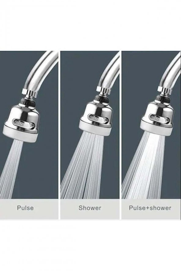 3 Fonksiyonlu 360° Oynar Musluk Başlığı Tasarruflu Başlık Krom - Resim 3