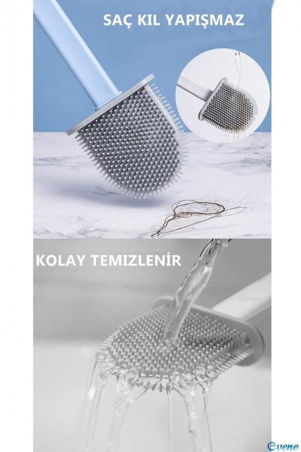 Tuvalet Fırçası Banyo Wc Temizlik Silikon Bükülebilir Fırça - 6