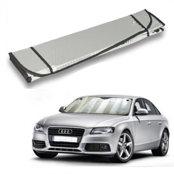 Araba Ön Cam Güneşliği Vantuzlu Alüminyum Katlanabilir Güneşten Koruyucu Güneşlik 130x60 Cm - Resim 4