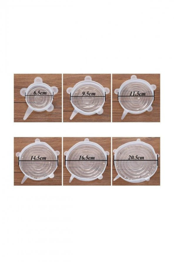 6 Adet Silikon Streç Kapak Tabak Bardak Gıda Bonesi Silikon Vakum Tencere Kapağı Tazeliği Korur - 2