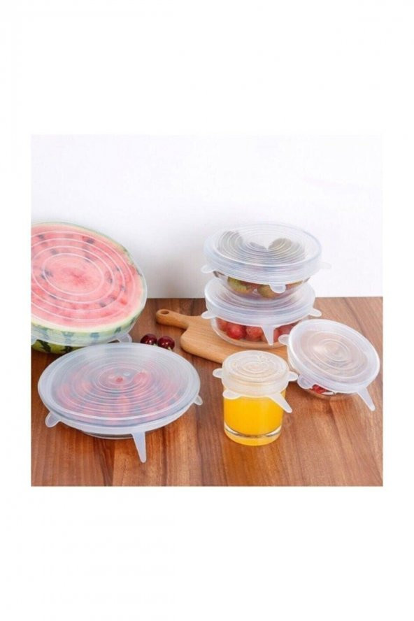 6lı Saklama Kabı Silikon Kapak Streç Tipi Gıda Koruma Kapağı - 2