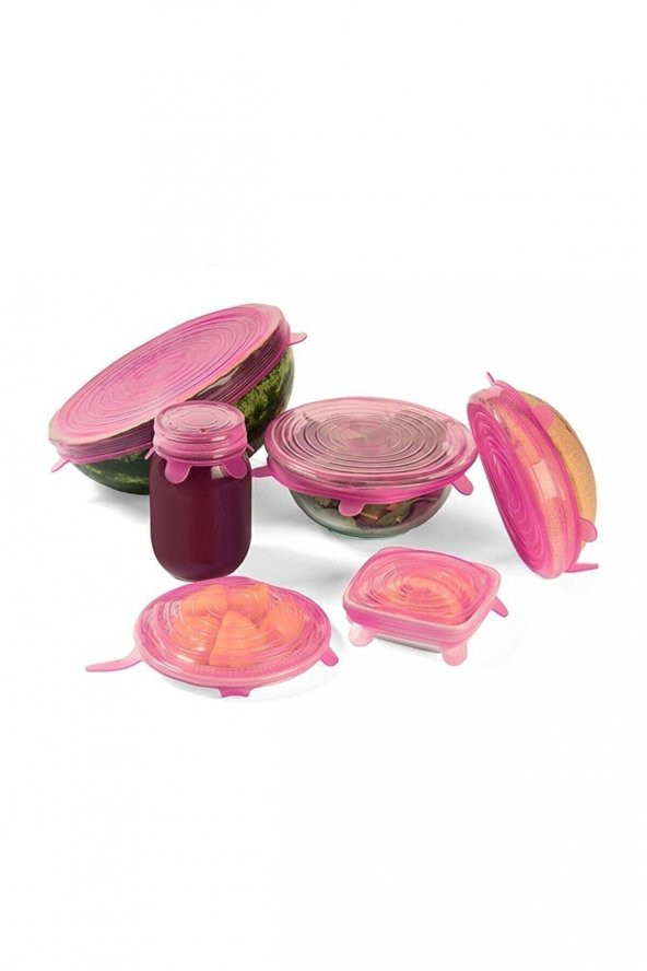 6 Adet Silikon Streç Kapak Tabak Bardak Gıda Bonesi Silikon Vakum Tencere Kapağı Tazeliği Korur - 5