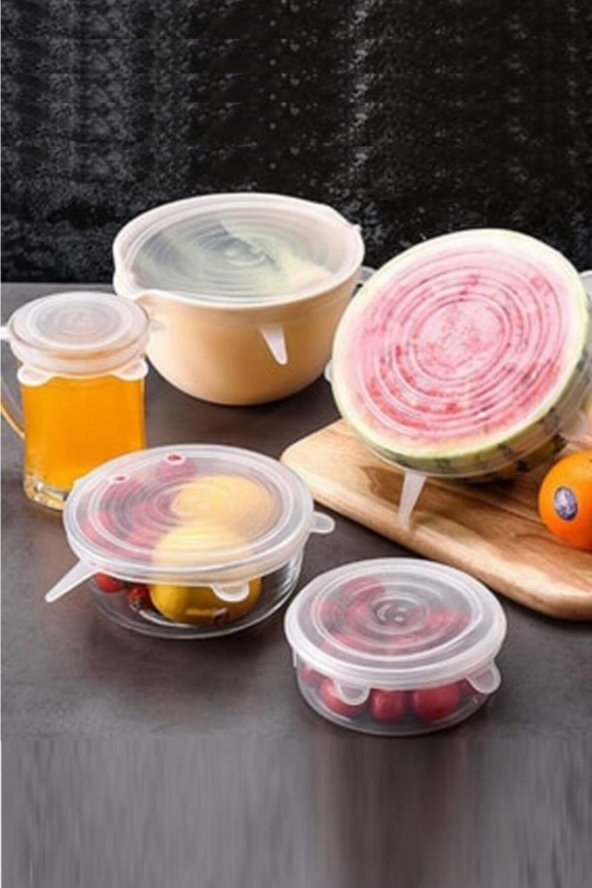 Tazeliği Koruyan Saklama Kabı Kapağı 6lı Silikon Streç Kapak Yakut - 4