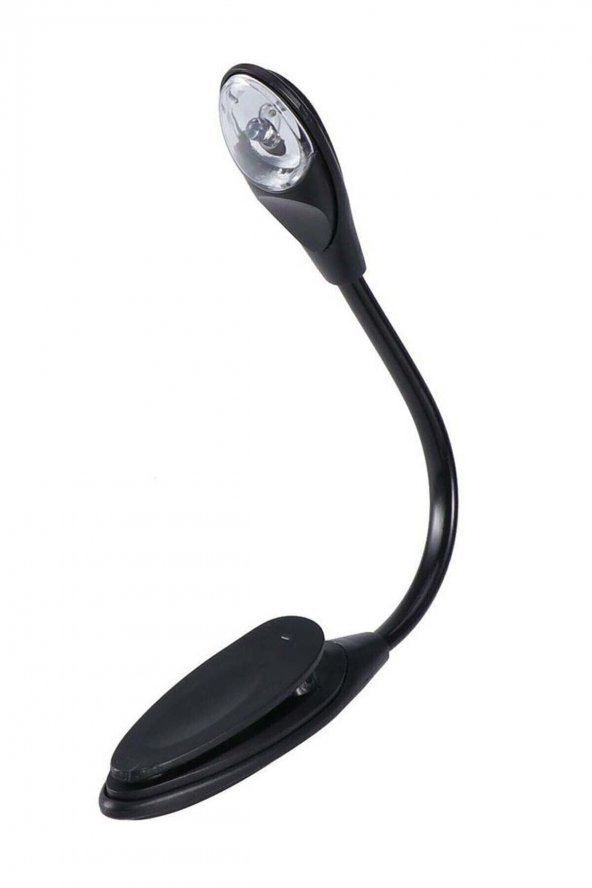 Kitap Okuma Işığı Klipsli Siyah 3 Led Lamba Beyaz Işık - 1