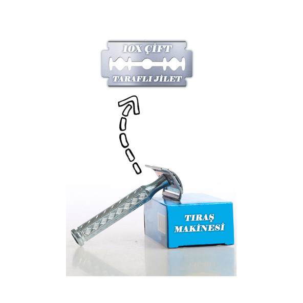 RAZOR PASLANMAZ TIRAŞ MAKİNESİ  + 10X ÇİFT TARAFLI JİLET ürün görseli