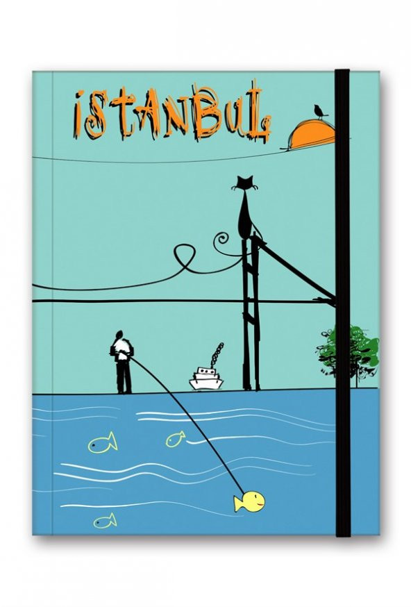 Renkli İstanbul Defter Çizgili Lastikli Boğaz