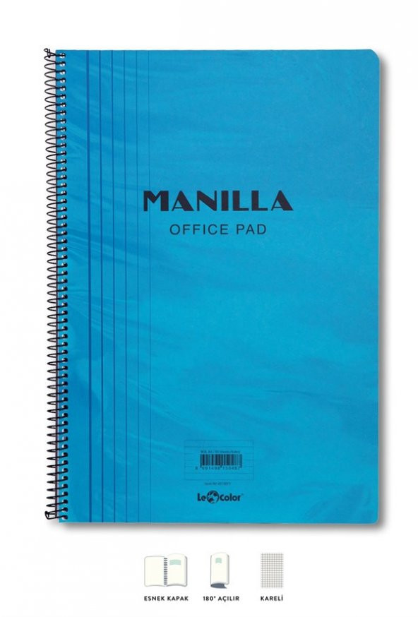 Manilla Ofis Bloknot A4 Kareli Mavi