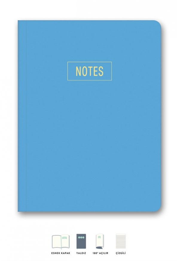 Notes Mini Defter Çizgili Mavi 14x20 cm