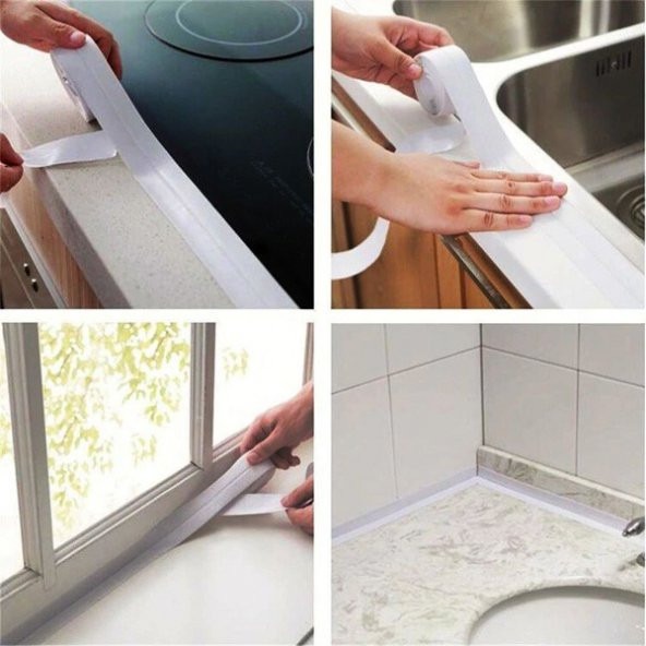 Su Sızdırmaz Bant Mutfak Lavabo Banyo Pencere Duvar Bandı Beyaz - 5