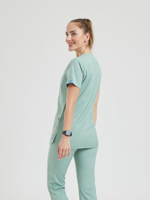 BASIC Kadın Likralı Üniforma Üst - Mint Yeşili - 3