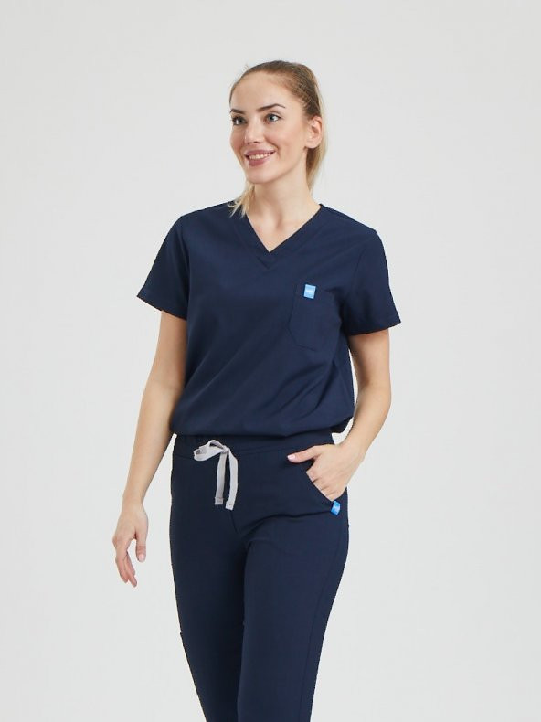 JOGGER Kadın Likralı Üniforma Üst - Lacivert ürün görseli