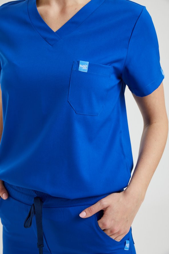 JOGGER Kadın Likralı Üniforma Üst - Royal Mavi - Resim 2