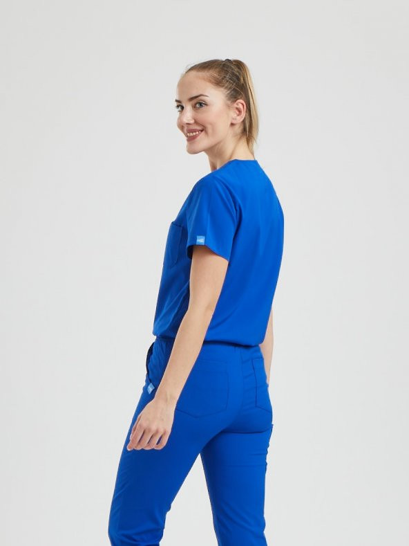 JOGGER Kadın Likralı Üniforma Üst - Royal Mavi - Resim 3