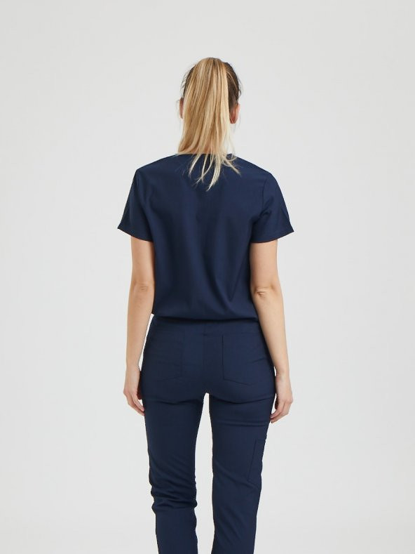 JOGGER Kadın Likralı Üniforma Üst - Lacivert - Resim 4