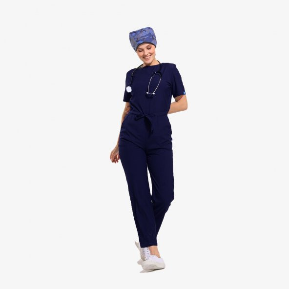 ASTER Kadın Likralı Üniforma Tulum- Lacivert ürün görseli