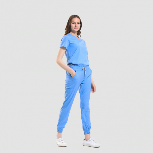 JOGGER Kadın Likralı Üniforma Takımı - Buz Mavi - 2