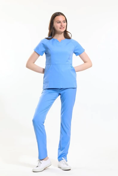 FREESIA Kadın Likralı Üniforma Takımı - Buz Mavi - Resim 4