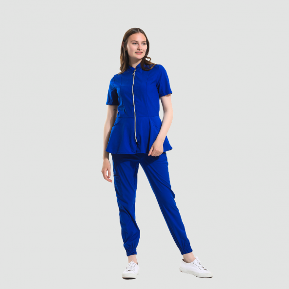 AZELIA Kadın Likralı Üniforma Takımı - Royal Mavi ürün görseli