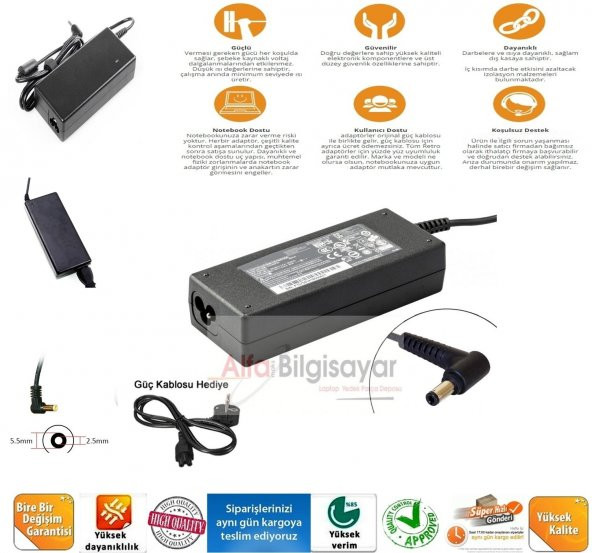 TOSHIBA SATELLITE L635-112 Adaptör, Güçlü Güvenli Şarj Cihazı A++ 19v