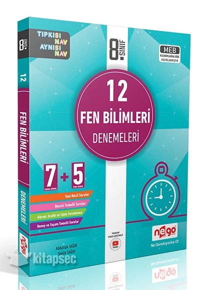 8. Sınıf Fen Bilimleri 12 li Branş Deneme Video Çözümlü Nego Yayınları