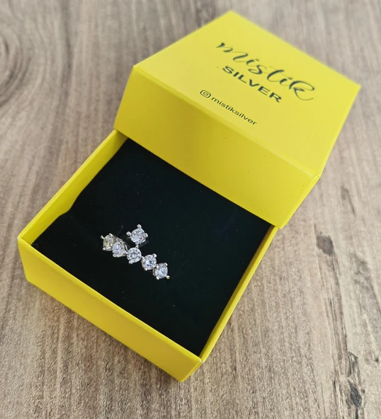 Swarovski Taşlı 6 Sıra Gümüş Yüzük - 6