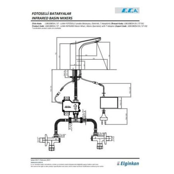 Eca Luna Fotoselli Lavabo Bataryası (T Adaptörlü) Elektrikli 108108054 - 2