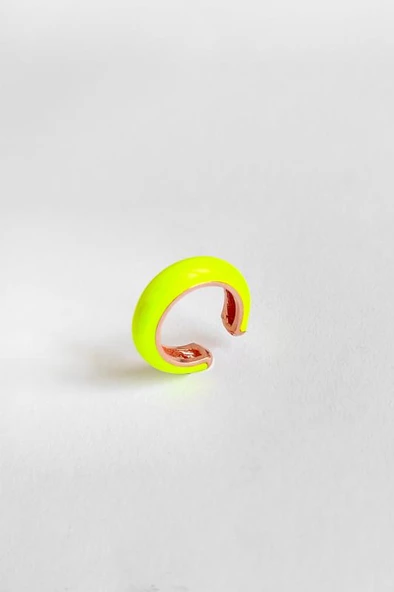 Neon Sarı Mineli Gümüş Kıkırdak Küpe - 3