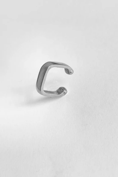 Kare Taşsız Gümüş Kıkırdak Küpe - 4