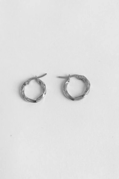 Kıvrımlı Gümüş Şarnel Küpe - 4