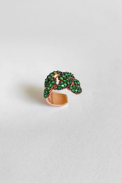 Yeşil Taşlı Gümüş Kıkırdak Küpe - 3