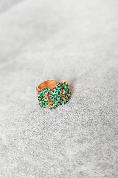 Yeşil Taşlı Gümüş Kıkırdak Küpe - 2