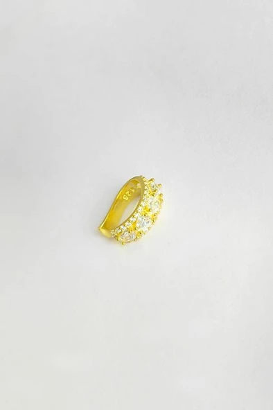 Beyaz Taşlı Gümüş Earcuf Küpe - 2